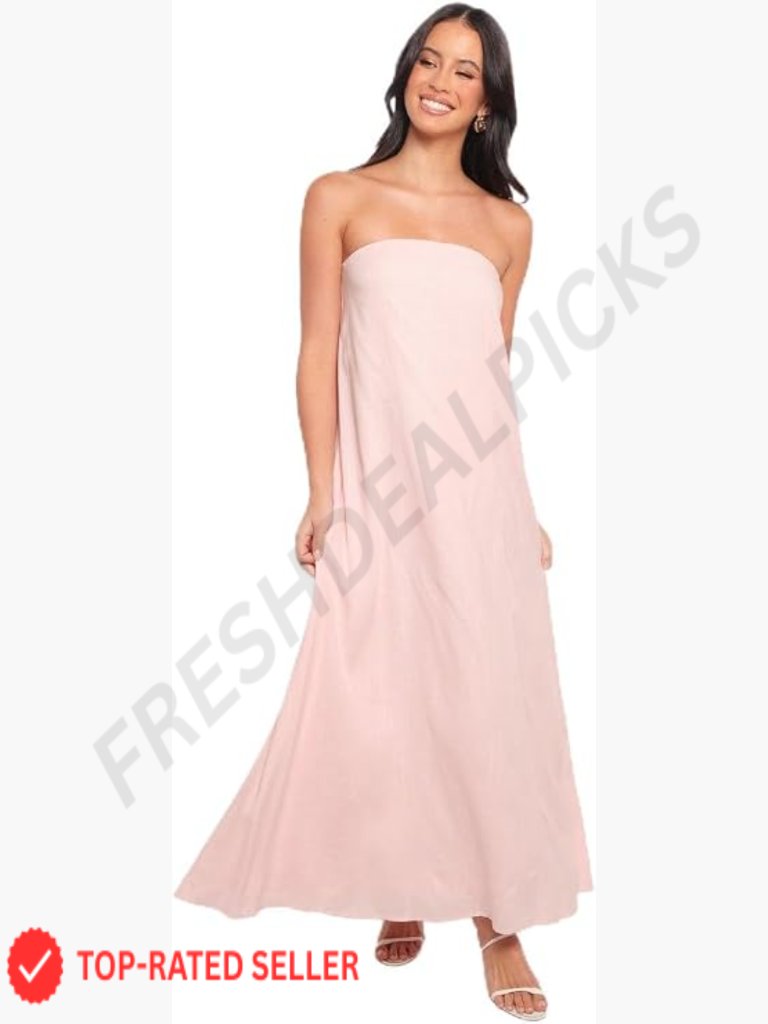 Strapless Midi A-Line Dress Sleeveless Square Neck Casual Cocktail Compact Fit